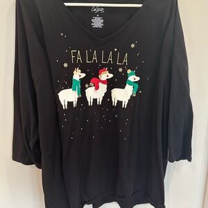 City Streets Black Holiday Llama Blouse